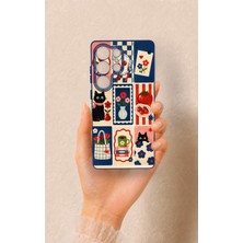 Vip Case Samsung S25 Ultra Uyumlu Sevimli Kedi ve Çiçek Desenli Silikon Kılıf