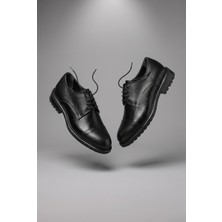 Voo Shoes Hakiki Dana Derisi Cap Toe Derby Erkek Klasik Ayakkabı Floater Detaylı, +3 cm Boy Uzatan