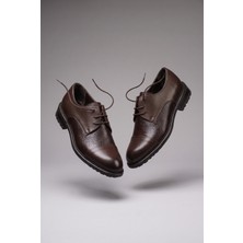 Voo Shoes Hakiki Dana Derisi Cap Toe Derby Erkek Klasik Ayakkabı Floater Detaylı, +3 cm Boy Uzatan