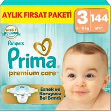 Prima Bebek Bezi Premium Care 3 Numara 144 Adet Aylık Fırsat Paketi