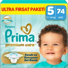 Prima Bebek Bezi Premium Care 5 Numara 74 Adet  Ultra Fırsat Paketi