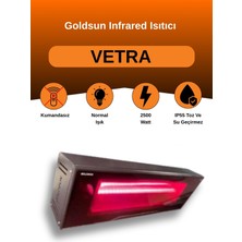 Goldsun Vetra 2500 Watt GSV25 Su Dayanıklı Seramik Camlı Elektrikli Infrared Isıtıcı-Siyah