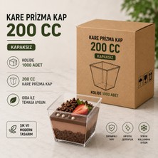 Antpap Ambalaj 200 cc Kare Prizma Kap 1000 Adet – Şeffaf Plastik Kap