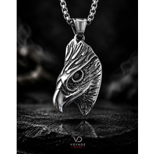 Voyage Accessory Paslanmaz Çelik Kartal Başı Gümüş Renk Kararmaz Çelik Kartal Kolye