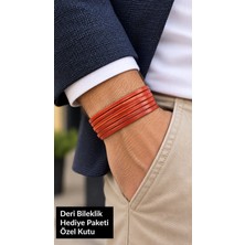 Herşey Nota Bresmino Terracotta Wrap Kiremit Rengi Deri Erkek Bileklik - Çok Sıralı Sarma Model