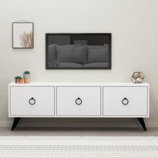 Givayo Mobilya Perla Beyaz TV Ünitesi Modern Tasarım 150 cm Genişlik 33 cm Derinlik Suntalam Malzeme