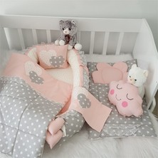 Jaju Baby Gri Pudra Yıldız Desenli 6 Parça Set Yıkanabilir Kumaş ve %100 Pamuklu Alt Açma