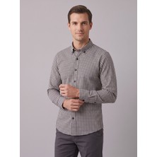 Secret Touch Erkek Pamuklu Slim Fit Kareli Dar Kesim Gömlek