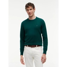 Tommy Hilfiger Tommy Hılfıger Erkek Marka Logolu  Pamuklu Günlük Kullanıma Uygun Yeşil Kazak MW0MW28046 Mq8