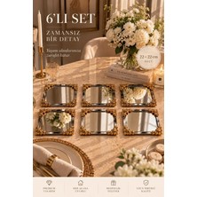 Onon Gold Çiçekli Detaylı Sunum Tepsisi 6'lı