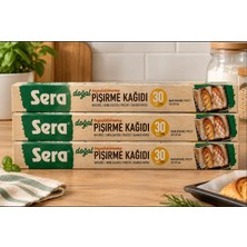 Sera Doğal Beyazlaştırılmamış 30 Yapraklı Kesilmiş Pişirme Kağıdı 42X37 cm  x 3 Paket