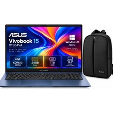 Asus Vivobook 15 X1504VA-BQ5424W Intel Core I3-1315U 24GB Ram 1tb SSD 15.6'' Fhd Windows 11 Home Notebook + Snertech Çanta