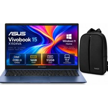 Asus Vivobook 15 X1504VA-BQ5424W Intel Core I3 -1315U 16GB Ram 512 GB SSD 15.6'' Fhd Windows 11 Home Notebook + Snertech Çanta