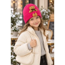 Wearflawless Çocuk Ayıcıklı Fitilli Katlamalı Mavi Bere, Sıcak Tutan Kışlık Unisex Çocuk Bere