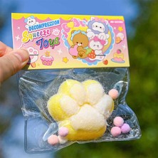 Emolex Kedi Patisi Taba Squishy Stress Oyuncağı Sukuşi Pati, Tüylü Oyuncak Sarı 1 Adet
