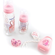 Hanymish 5'li Pembe Cam Biberon Emzik Seti 240 ml Hacimle Güvenli Kullanım İçin Tasarlandı