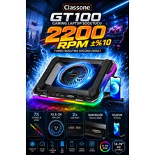Classone GT100 Gaming Laptop Sogutucu 2200RPM , Rgb Işıklı , LED Display Notebook soğutucu stand