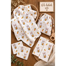 More Home Bebek Müslin Bez Battaniye Set 6 Parça Havuç Yiyen Tavşan