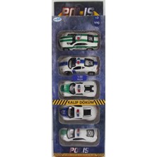 Mega Oyuncak 5'li Die Cast Polis Arabası 1:50 Ölçekli Erkek Çocuklar için Güvenli Oyun