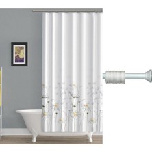 Prado Daisy Banyo Perdesi + Askı Beyaz 180x200 cm Suya Dayanıklı Modern Tasarım