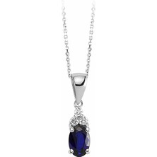 Sirius Oval Safir Taşlı Pırlanta Kolye 0404P0053