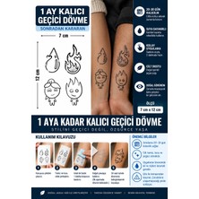 1 Ay Kalıcı 24 Saat Sonra Kararan 7X12 cm Ateş ve Su Çift Dövmesi Model Geçici Dövme Tattoo