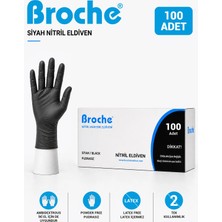 Broche Tek Kullanımlık Pudrasız Nitril Eldiven Siyah 100'LÜ