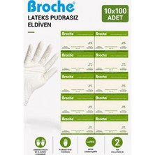 Broche Lateks Pudrasız Muayene Eldiveni 10'lu Paket