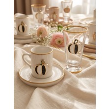 Pumpkin Siyah 2 Kişilik Dekorlu Bardaklı 6 Parça Kahve Fincan Takımı Regna Home Fine Living
