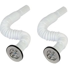 Smartizi 2 Adet Lavabo Gider Hortumu/körüklü Lavabo Sifonu/eviye Gider Borusu (Paslanmaz Çelik Süzgeçli ve Vidalıdır)