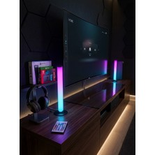 Gaman 2'li Set Masaüstü Rgb LED Ortam Işığı - Sese Duyarlı Müzik Ritim Aydınlatması, Kumanda Kontrollü Oyuncu ve Tv Arkası Işık
