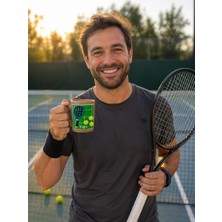 Poli & Pera Tenis Temalı El Yapımı Kupa Bardak- Tenisçi Hediye Kupası - Isme Özel Kupa Bardak