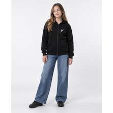 Backlain Mod Style Kız Çocuk Fermuarlı Sweatshırt Hırka 3 Iplik Şardonlu Kalın Kumaş