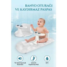 Farbu Oyuncak Vantuzlu Kaymaz Paspaslı 30.5 cm Sesli Pratik Kullanımlı Bebek Banyo Oturağı ve Oyuncaklı Koltuk