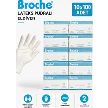 Broche Lateks Pudralı Muayene Eldiveni 10'lu Paket