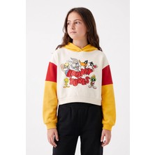 Minipomes Kız Çocuk Cartoon Animals Pul Payetli Sweatshirt Krem