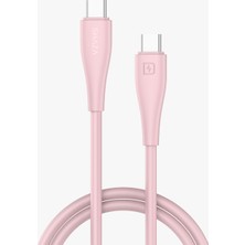 Shaza Silikon Type-C To Type-C 5A 60W Hızlı Şarj / Veri Kablosu -Pembe