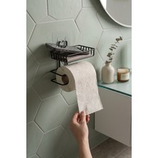 Ntc Metal Lüx Termoplastik Kaplama Yapışkanlı Tuvalet Kağıtlığı Telefon Raflı Banyo Wc Kağıtlık Organizer