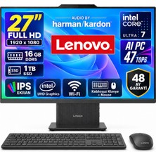 Lenovo Ideacentre 27ILL11 Intel Core U7-256V 16GB 1tb 27'' Fhd Windows 11 Home Aı-Powered Aıo Bilgisayar Siyah F0JW0055TR Snertech