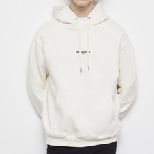 The Kooples Erkek Kapüşonlu Logo Baskılı Beyaz Sweatshırt