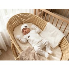 The Cloudish Shop Yenidoğan Düz Raporlu, Battaniyeli Hastane Çıkışı Seti 7 Parça (0-3 Ay) %100 Pamuk - Beyaz