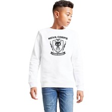 Tshirthane Nova Corps Flerken Squadron Beyaz Çocuk 2ip Sweatshirt P22326S9498, 11-12 Yaş