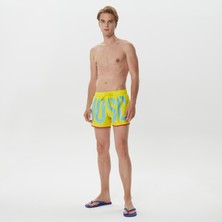 Moschino Costume Da Bagno Baskılı Erkek Sarı Deniz Şortu