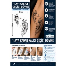 1 Ay Kalıcı 24 Saat Sonra Kararan 11X18 cm Çift Aslan Dövmesi  Model Geçici Dövme Tattoo