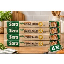 Sera Doğal Beyazlaştırılmamış 30 Yapraklı Kesilmiş Pişirme Kağıdı 42X37 cm  x 4 Paket