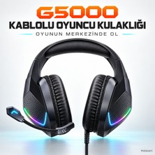 Mobixom G5000 Rgb Işıklı Kablolu Oyuncu Kulaklığı Mikrofonlu 3,5 mm 4 Pin Pc Ps4 Ps5 Uyumlu