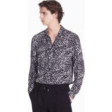 The Kooples Erkek Comfort Fıt Baskılı Siyah Gömlek