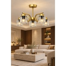 Esslight Asel 5’li Eskitme Plafonyer Kristal Taşlı Avize Salon Mutfak Yatak Odası