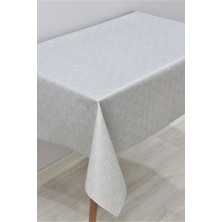 Dede Ev Tekstil Elyaf Astarlı Gri Keten Desenli Silinebilir PVC Muşamba Masa Örtüsü Uzun Ömürlü Kullanım 100 x 140 cm