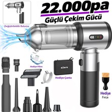 Ezere Duoforcevac 22000PA  Güçlü Portatif Taşınabilir Vakumlu Kablosuz Üflemeli Mini Araç Süpürgesi